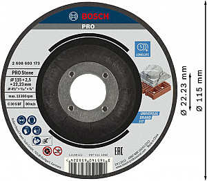 Rezalna plošča PRO Stone, 115 x 2,5 x 22,23 mm