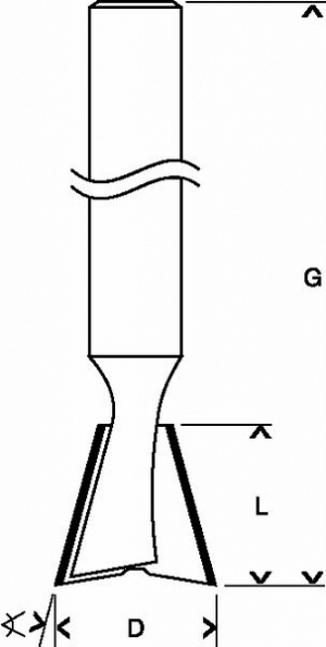 Rezkar za rogljičenje, 8 mm, D1 14 mm, L 14 mm, G 55 mm, 15°