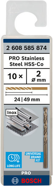 Sveder PRO Stainless Steel HSS-Co, 2 x 24 x 49 mm, 10 kosov