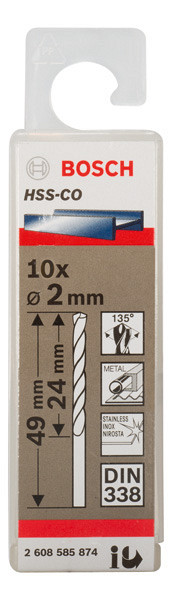Sveder PRO Stainless Steel HSS-Co, 2 x 24 x 49 mm, 10 kosov