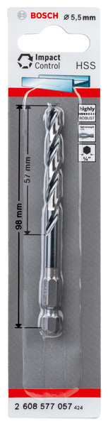 Sveder s šesterorobim steblom HSS 5,5 mm