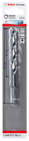 Sveder s šesterorobim steblom HSS 9,0 mm