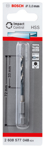 Sveder s šesterorobim steblom HSS 3,0 mm