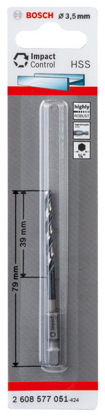 Sveder s šesterorobim steblom HSS 3,5 mm