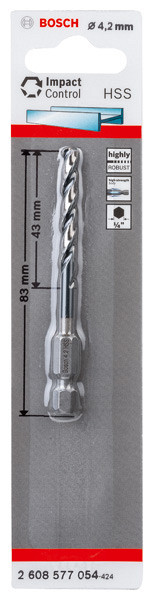 Sveder s šesterorobim steblom HSS 4,2 mm