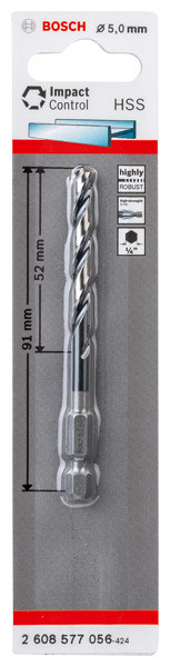 Sveder s šesterorobim steblom HSS 5,0 mm