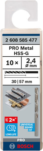 Sveder standardne dolžine PRO Metal HSS-G, 2,4 x 30 x 57 mm, 10 kosov