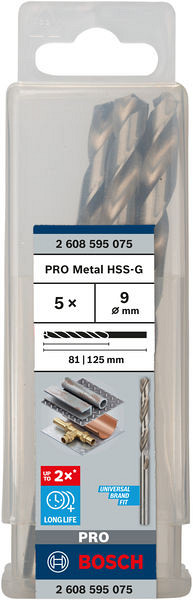 Sveder standardne dolžine PRO Metal HSS-G, 9 x 81 x 125 mm, 5 kosov