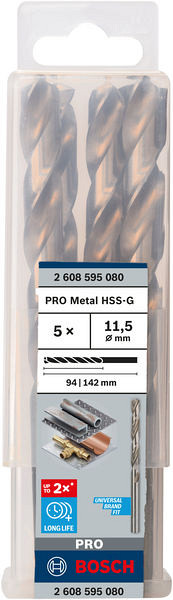 Sveder standardne dolžine PRO Metal HSS-G, 11,5 x 94 x 142 mm, 5 kosov
