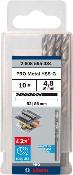 Sveder standardne dolžine PRO Metal HSS-G, 4,8 x 52 x 86 mm, 10 kosov