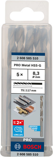 Sveder standardne dolžine PRO Metal HSS-G, 8,3 x 75 x 117 mm, 5 kosov