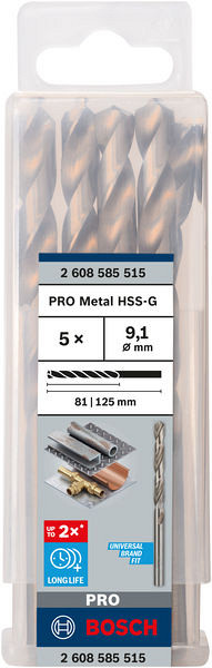 Sveder standardne dolžine PRO Metal HSS-G, 9,1 x 81 x 125 mm, 5 kosov