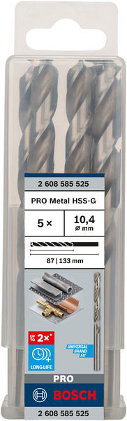 Sveder standardne dolžine PRO Metal HSS-G, 10,4 x 87 x 133 mm, 5 kosov
