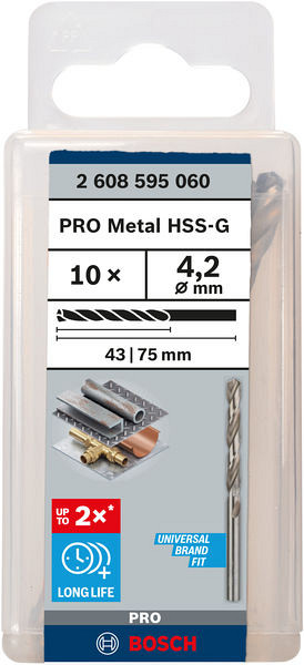 Sveder standardne dolžine PRO Metal HSS-G, 4,2 x 43 x 75 mm, 10 kosov