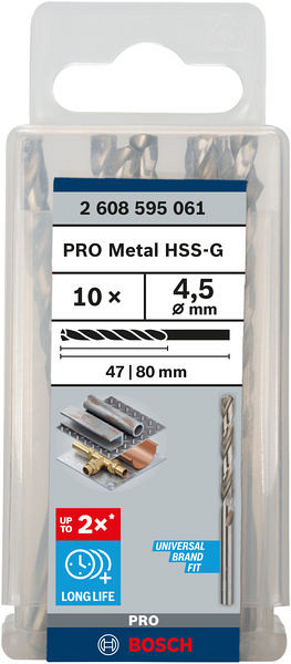 Sveder standardne dolžine PRO Metal HSS-G, 4,5 x 47 x 80 mm, 10 kosov