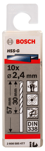 Sveder standardne dolžine PRO Metal HSS-G, 2,4 x 30 x 57 mm, 10 kosov