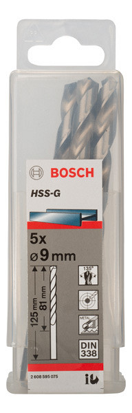 Sveder standardne dolžine PRO Metal HSS-G, 9 x 81 x 125 mm, 5 kosov
