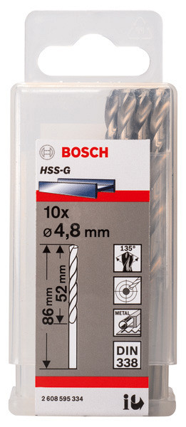 Sveder standardne dolžine PRO Metal HSS-G, 4,8 x 52 x 86 mm, 10 kosov
