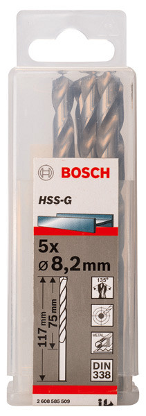 Sveder standardne dolžine PRO Metal HSS-G, 8,2 x 75 x 117 mm, 5 kosov