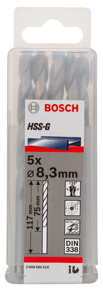 Sveder standardne dolžine PRO Metal HSS-G, 8,3 x 75 x 117 mm, 5 kosov