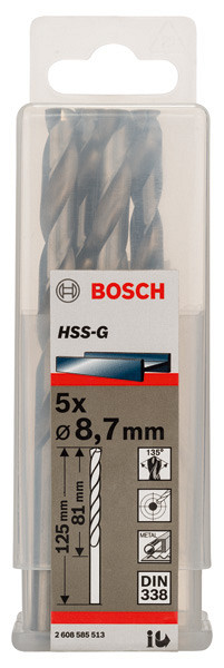 Sveder standardne dolžine PRO Metal HSS-G, 8,7 x 81 x 125 mm, 5 kosov