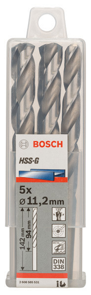 Sveder standardne dolžine PRO Metal HSS-G, 11,2 x 94 x 142 mm, 5 kosov