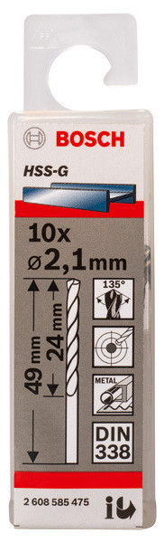 Sveder standardne dolžine PRO Metal HSS-G, 2,1 x 24 x 49 mm, 10 kosov