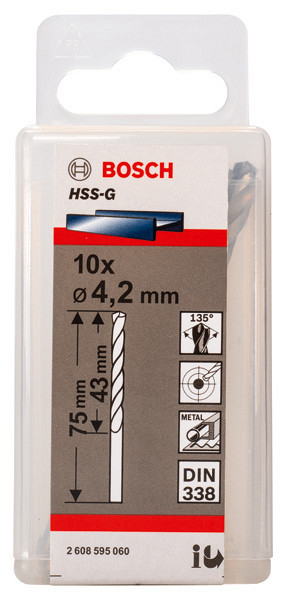 Sveder standardne dolžine PRO Metal HSS-G, 4,2 x 43 x 75 mm, 10 kosov