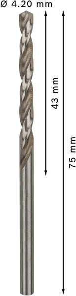 Sveder standardne dolžine PRO Metal HSS-G, 4,2 x 43 x 75 mm, 10 kosov