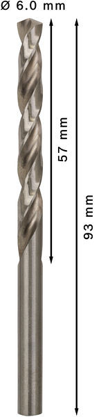 Sveder standardne dolžine PRO Metal HSS-G, 6 x 57 x 93 mm, 10 kosov