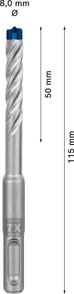 Udarni sveder EXPERT SDS plus-7X, 8 x 50 x 115 mm