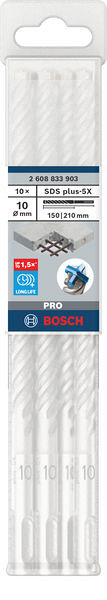 Udarni sveder PRO SDS plus-5X, 10 x 150 x 210 mm, 10 kosov
