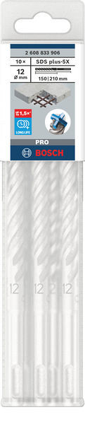 Udarni sveder PRO SDS plus-5X, 12 x 150 x 210 mm, 10 kosov