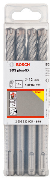 Udarni sveder PRO SDS plus-5X, 12 x 100 x 160 mm, 10 kosov