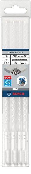 Udarni sveder PRO SDS plus-5X, 6 x 150 x 210 mm, 10 kosov