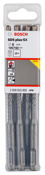 Udarni sveder PRO SDS plus-5X, 6 x 100 x 160 mm, 10 kosov