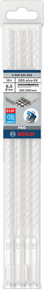 Udarni sveder PRO SDS plus-5X, 6,5 x 200 x 260 mm, 10 kosov