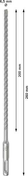 Udarni sveder PRO SDS plus-5X, 6,5 x 200 x 260 mm, 10 kosov