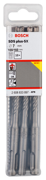 Udarni sveder PRO SDS plus-5X, 7 x 100 x 160 mm, 10 kosov