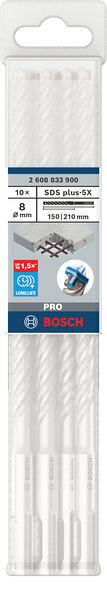 Udarni sveder PRO SDS plus-5X, 8 x 150 x 210 mm, 10 kosov