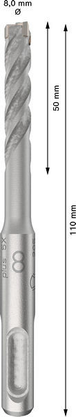 Udarni sveder PRO SDS plus-5X, 8 x 50 x 110 mm, 10 kosov