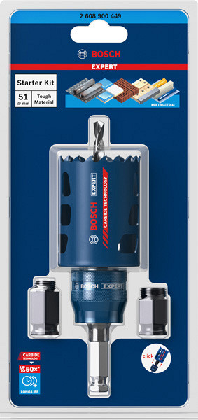 Začetni kompleti žag za izrezovanje lukenj EXPERT Tough Material, 51 x 60 mm
