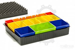 Slika izdelka: Notranja podloga za pribor z barvnimi škatlicami in peno