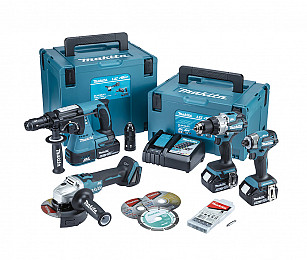 Set orodja 18V LXT MAKITA DLX4195JX1 (DHP489 + DGA504 + DHR243 + DTD173)