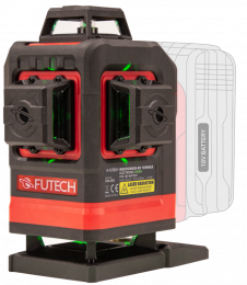 FUTECH Linijski laser Multicross 4D 18V MAX Electronic + Makita adapter + 180cm stativ