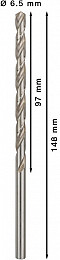 Dolgi sveder PRO Metal HSS-G, 6,5 x 97 x 148 mm, 5 kosov