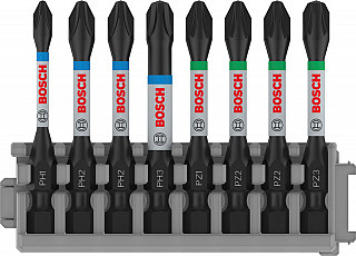 Komplet vijačnih nastavkov PRO Impact, PH1, PH2 (x 2), PH3, PZ1, PZ2 (x 2), PZ3, 55 mm, 8 kosov